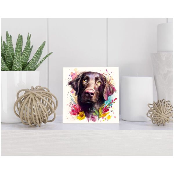 Tegel 15X15 Cm Met Flatcoated Retriever Cadeau Decoratie | Tegeltjes Met Tekst | Tegeltjes Met Spreuken | Collega | Oma | Opa | Pensioen | Mama | Papa | Vriend Tegel 15x15 cm Flatcoated Retriever