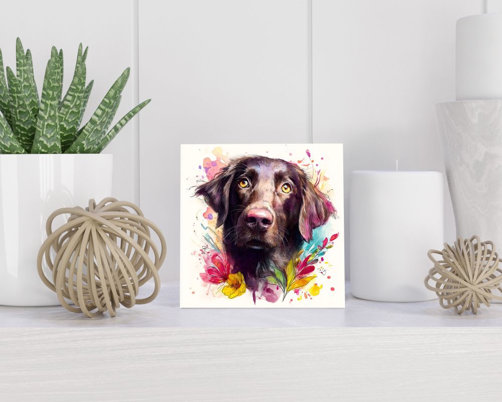 Tegel 15X15 Cm Met Flatcoated Retriever Cadeau Decoratie | Tegeltjes Met Tekst | Tegeltjes Met Spreuken | Collega | Oma | Opa | Pensioen | Mama | Papa | Vriend Tegel 15x15 cm Flatcoated Retriever