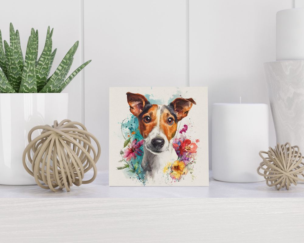 Tegel 15X15 Cm Met Fox Terrier Cadeau Decoratie | Tegeltjes Met Tekst | Tegeltjes Met Spreuken | Collega | Oma | Opa | Pensioen | Mama | Papa | Vriend Tegel 15x15 cm Fox Terrier