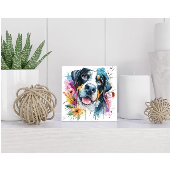 Tegel 15X15 Cm Met Grote Zwitserse Sennenhond Cadeau Decoratie | Tegeltjes Met Tekst | Tegeltjes Met Spreuken | Collega | Oma | Opa | Pensioen | Mama | Papa | Vriend Tegel 15x15 cm Grote Zwitserse Sennenhond