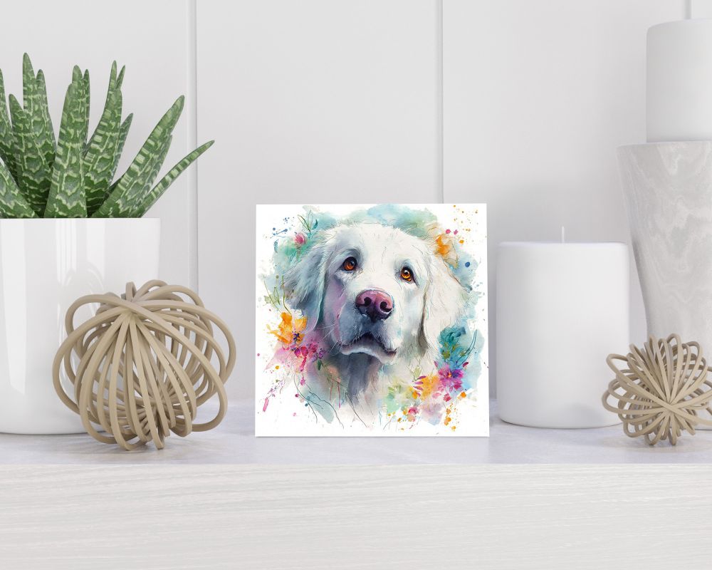 Tegel 15X15 Cm Met Pyreneese Berghond Cadeau Decoratie | Tegeltjes Met Tekst | Tegeltjes Met Spreuken | Collega | Oma | Opa | Pensioen | Mama | Papa | Vriend Tegel 15x15 cm Pyreneese Berghond