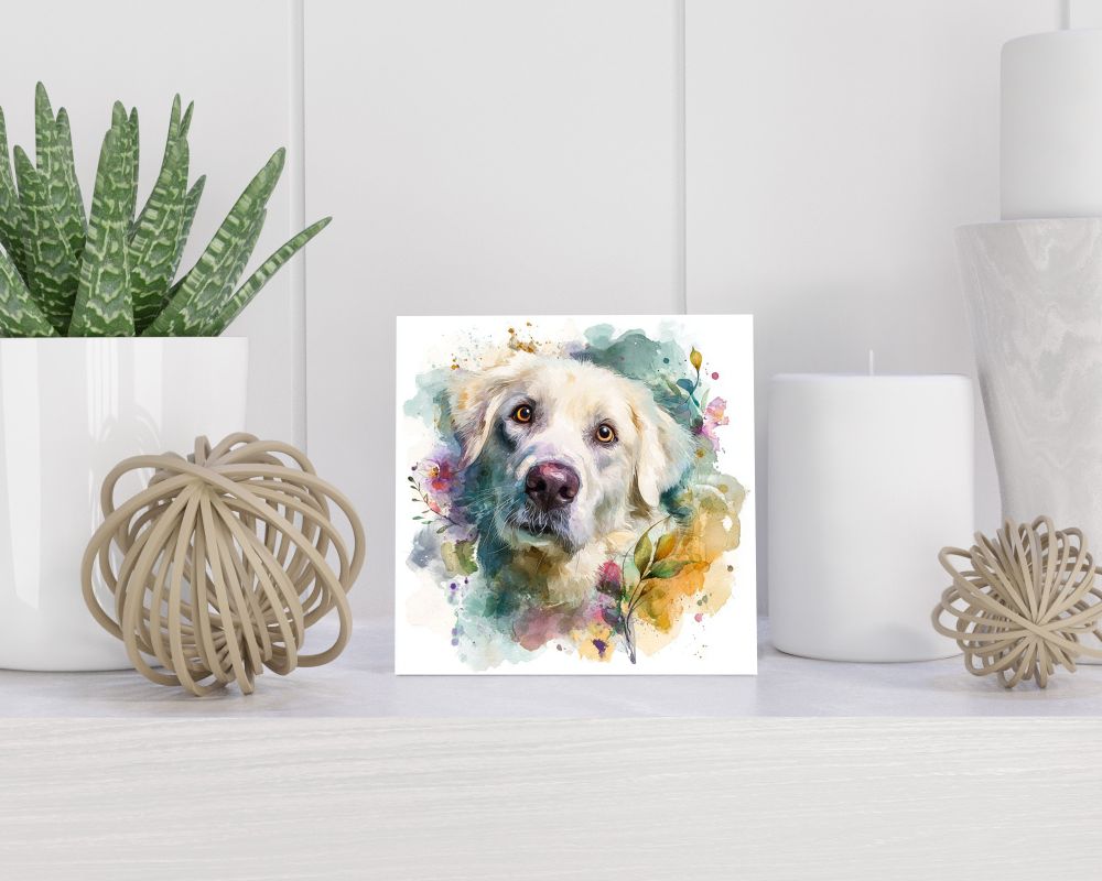 Tegel 15X15 Cm Met Pyreneese Berghond Cadeau Decoratie | Tegeltjes Met Tekst | Tegeltjes Met Spreuken | Collega | Oma | Opa | Pensioen | Mama | Papa | Vriend Tegel 15x15 cm Pyreneese Berghond