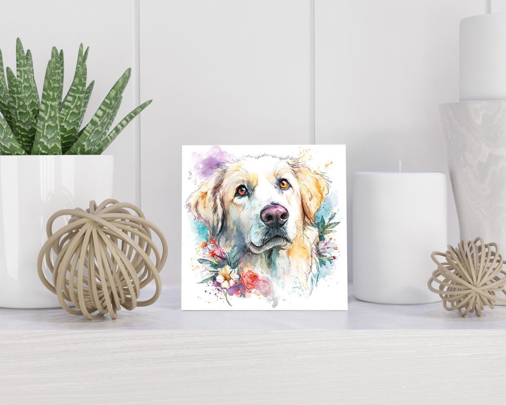 Tegel 15X15 Cm Met Pyreneese Berghond Cadeau Decoratie | Tegeltjes Met Tekst | Tegeltjes Met Spreuken | Collega | Oma | Opa | Pensioen | Mama | Papa | Vriend Tegel 15x15 cm Pyreneese Berghond