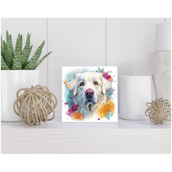 Tegel 15X15 Cm Met Pyreneese Berghond Cadeau Decoratie | Tegeltjes Met Tekst | Tegeltjes Met Spreuken | Collega | Oma | Opa | Pensioen | Mama | Papa | Vriend Tegel 15x15 cm Pyreneese Berghond