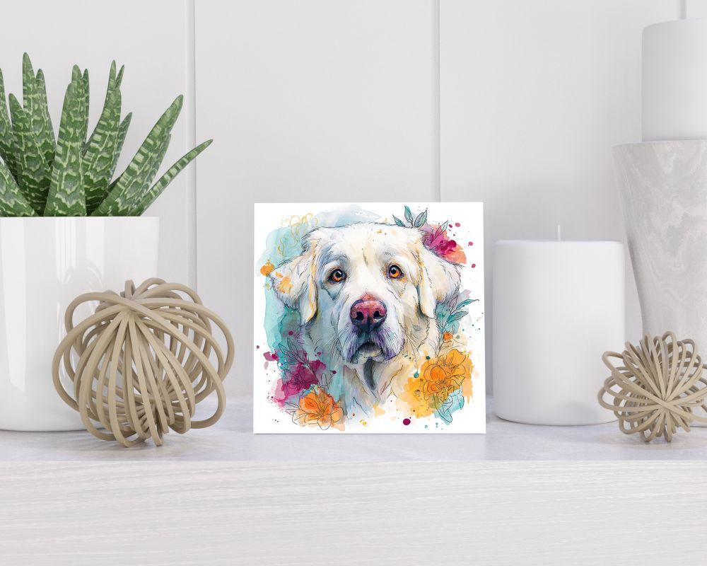 Tegel 15X15 Cm Met Pyreneese Berghond Cadeau Decoratie | Tegeltjes Met Tekst | Tegeltjes Met Spreuken | Collega | Oma | Opa | Pensioen | Mama | Papa | Vriend Tegel 15x15 cm Pyreneese Berghond