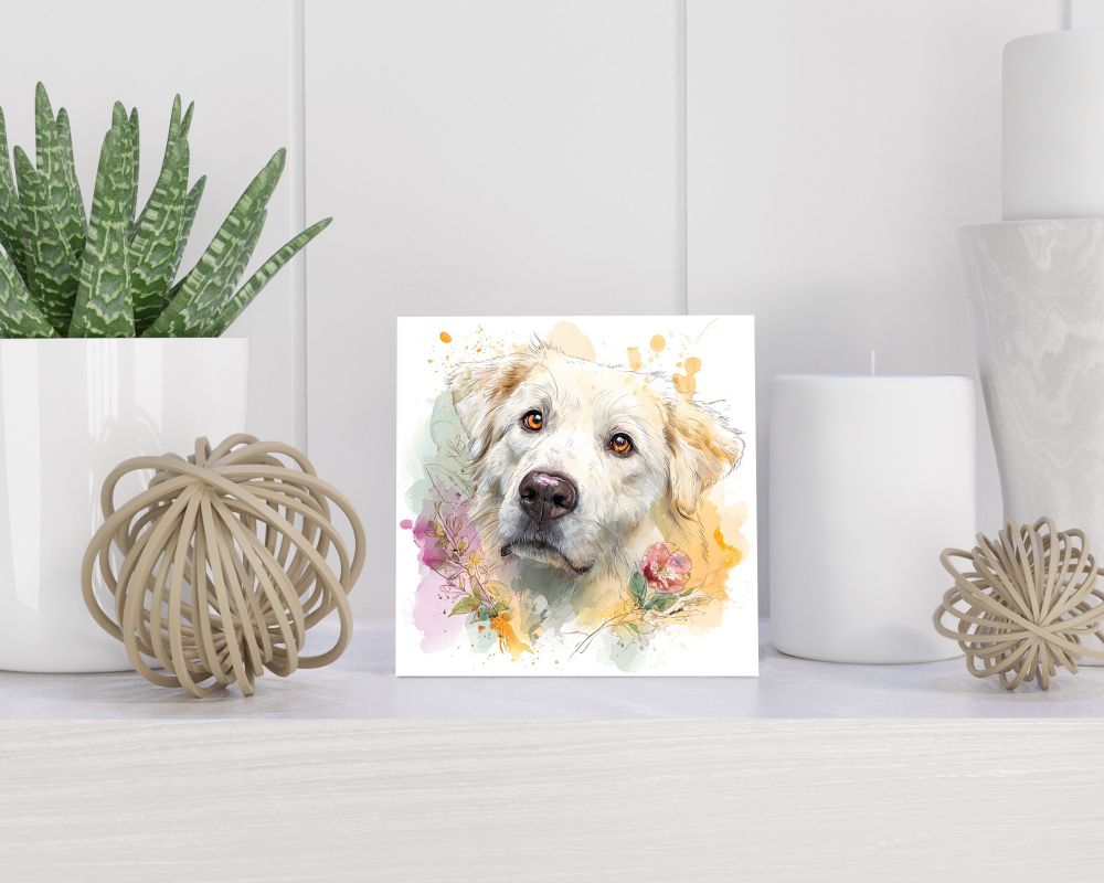 Tegel 15X15 Cm Met Pyreneese Berghond Cadeau Decoratie | Tegeltjes Met Tekst | Tegeltjes Met Spreuken | Collega | Oma | Opa | Pensioen | Mama | Papa | Vriend Tegel 15x15 cm Pyreneese Berghond