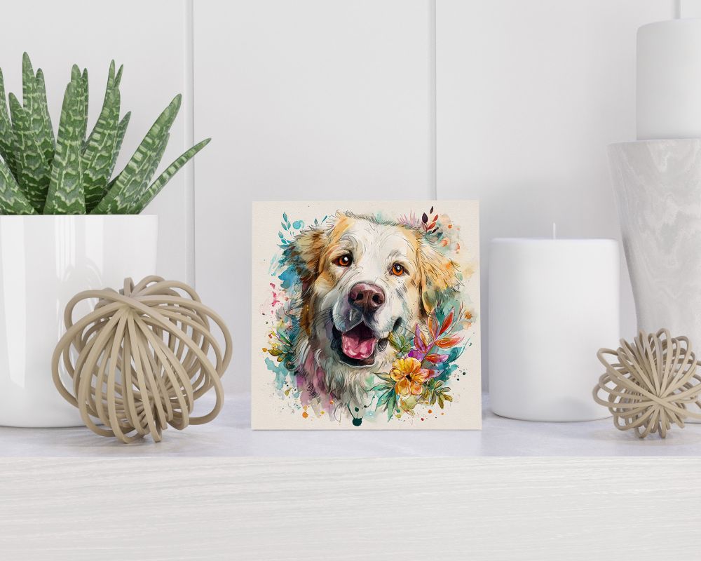 Tegel 15X15 Cm Met Pyreneese Berghond Cadeau Decoratie | Tegeltjes Met Tekst | Tegeltjes Met Spreuken | Collega | Oma | Opa | Pensioen | Mama | Papa | Vriend Tegel 15x15 cm Pyreneese Berghond