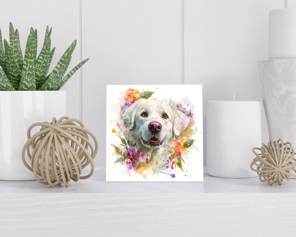 Tegel 15X15 Cm Met Pyreneese Berghond Cadeau Decoratie | Tegeltjes Met Tekst | Tegeltjes Met Spreuken | Collega | Oma | Opa | Pensioen | Mama | Papa | Vriend Tegel 15x15 cm Pyreneese Berghond