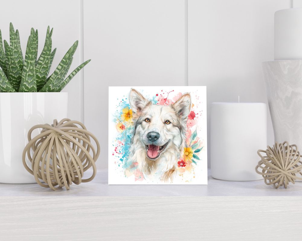 Tegel 15X15 Cm Met Groenlandse Hond Cadeau Decoratie | Tegeltjes Met Tekst | Tegeltjes Met Spreuken | Collega | Oma | Opa | Pensioen | Mama | Papa | Vriend Tegel 15x15 cm Groenlandse Hond