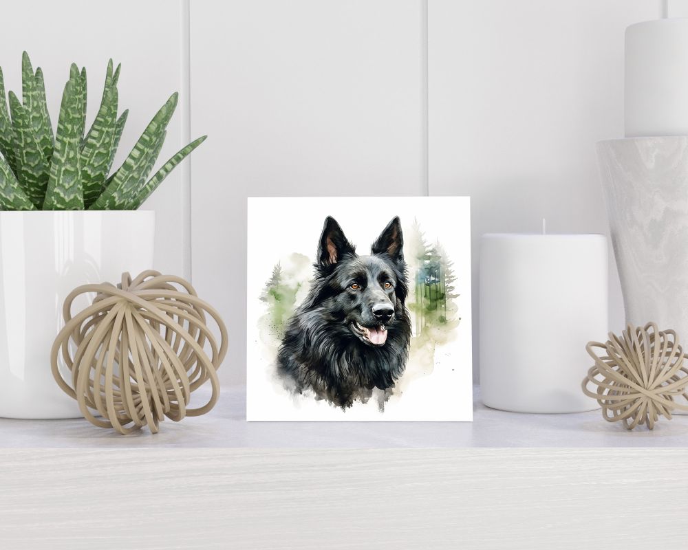 Tegel 15X15 Cm Met Belgische Herder (Groenendaeler) Cadeau Decoratie | Tegeltjes Met Tekst | Tegeltjes Met Spreuken | Collega | Oma | Opa | Pensioen | Mama | Papa | Vriend Tegel 15x15 cm Belgische Herder (Groenendaeler)