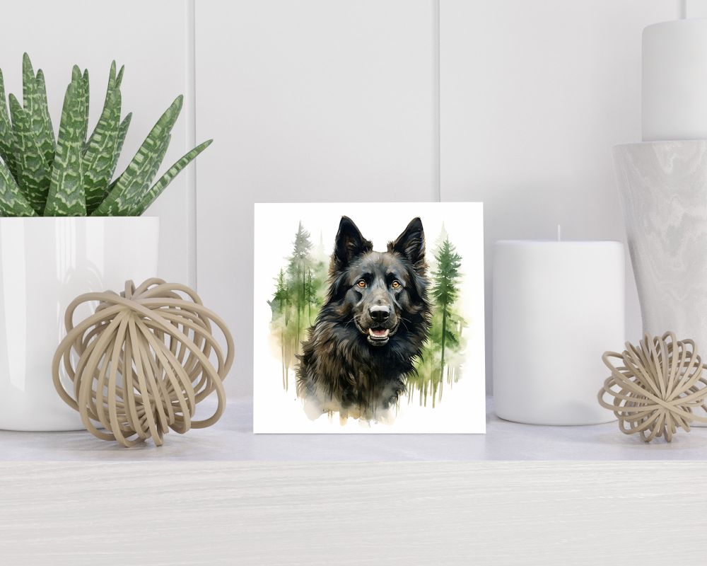 Tegel 15X15 Cm Met Belgische Herder (Groenendaeler) Cadeau Decoratie | Tegeltjes Met Tekst | Tegeltjes Met Spreuken | Collega | Oma | Opa | Pensioen | Mama | Papa | Vriend Tegel 15x15 cm Belgische Herder (Groenendaeler)