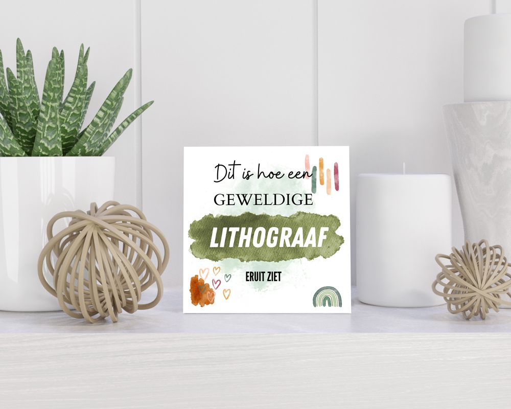 Tegel 15X15 Cm Met Lithograaf Cadeau Decoratie | Tegeltjes Met Tekst | Tegeltjes Met Spreuken | Collega | Oma | Opa | Pensioen | Mama | Papa | Vriend Tegel 15x15 cm Lithograaf