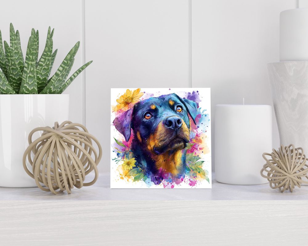 Tegel 15X15 Cm Met Rottweiler Cadeau Decoratie | Tegeltjes Met Tekst | Tegeltjes Met Spreuken | Collega | Oma | Opa | Pensioen | Mama | Papa | Vriend Tegel 15x15 cm Rottweiler