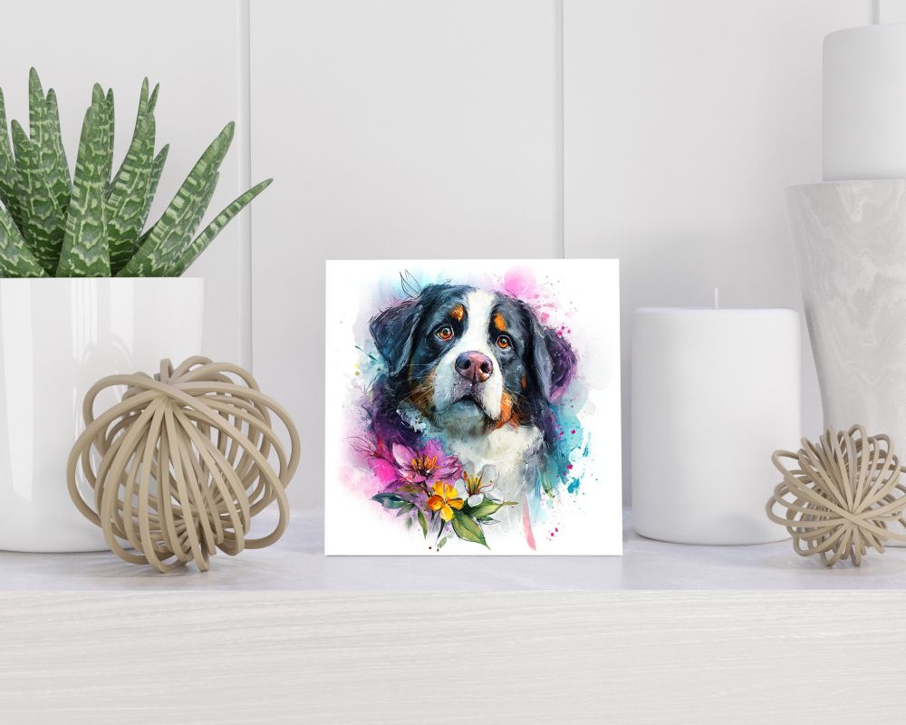 Tegel 15X15 Cm Met Berner Sennenhond Cadeau Decoratie | Tegeltjes Met Tekst | Tegeltjes Met Spreuken | Collega | Oma | Opa | Pensioen | Mama | Papa | Vriend Tegel 15x15 cm Berner Sennenhond