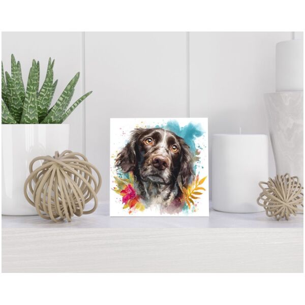 Tegel 15X15 Cm Met Grote Münsterlander Cadeau Decoratie | Tegeltjes Met Tekst | Tegeltjes Met Spreuken | Collega | Oma | Opa | Pensioen | Mama | Papa | Vriend Tegel 15x15 cm Grote Münsterlander