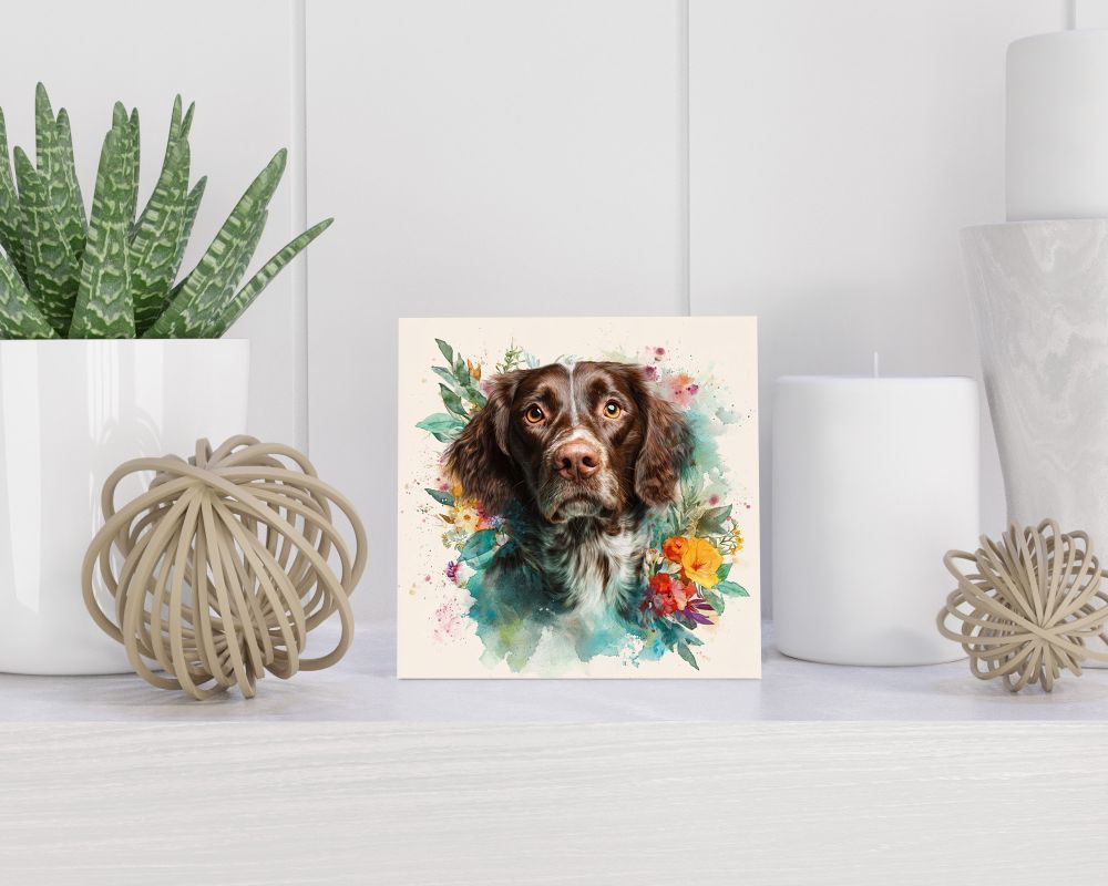 Tegel 15X15 Cm Met Grote Münsterlander Cadeau Decoratie | Tegeltjes Met Tekst | Tegeltjes Met Spreuken | Collega | Oma | Opa | Pensioen | Mama | Papa | Vriend Tegel 15x15 cm Grote Münsterlander