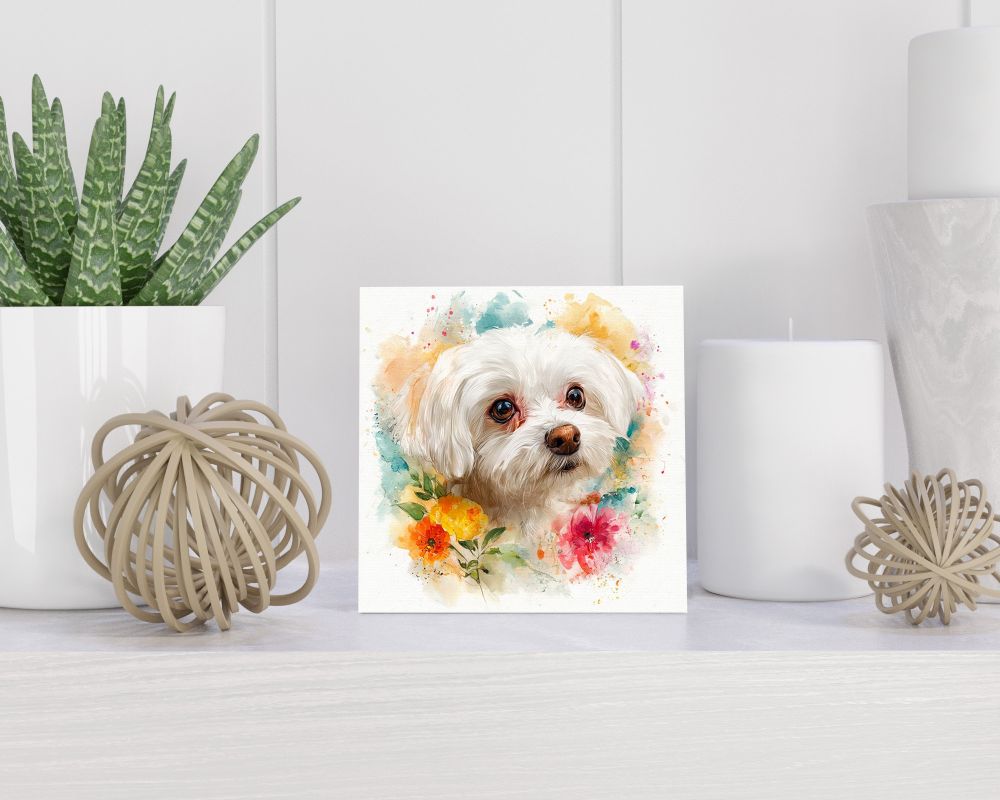 Tegel 15X15 Cm Met Maltese Dog Cadeau Decoratie | Tegeltjes Met Tekst | Tegeltjes Met Spreuken | Collega | Oma | Opa | Pensioen | Mama | Papa | Vriend Tegel 15x15 cm Maltese Dog