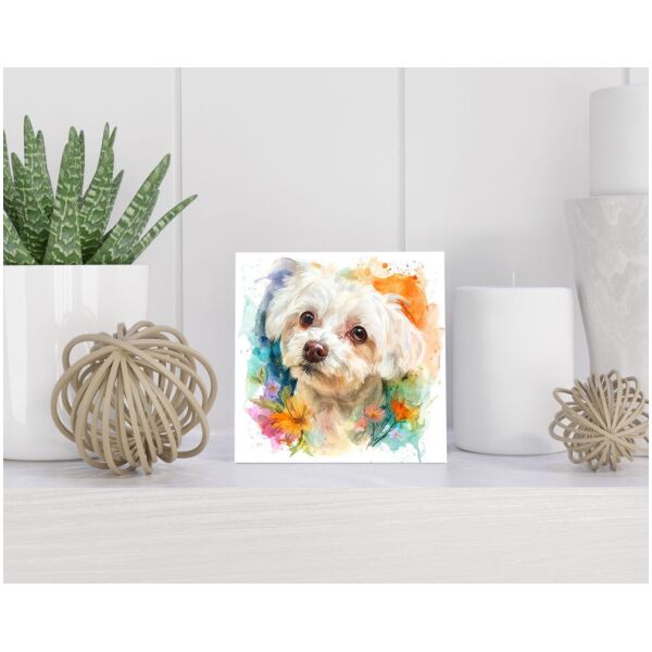 Tegel 15X15 Cm Met Maltese Dog Cadeau Decoratie | Tegeltjes Met Tekst | Tegeltjes Met Spreuken | Collega | Oma | Opa | Pensioen | Mama | Papa | Vriend Tegel 15x15 cm Maltese Dog