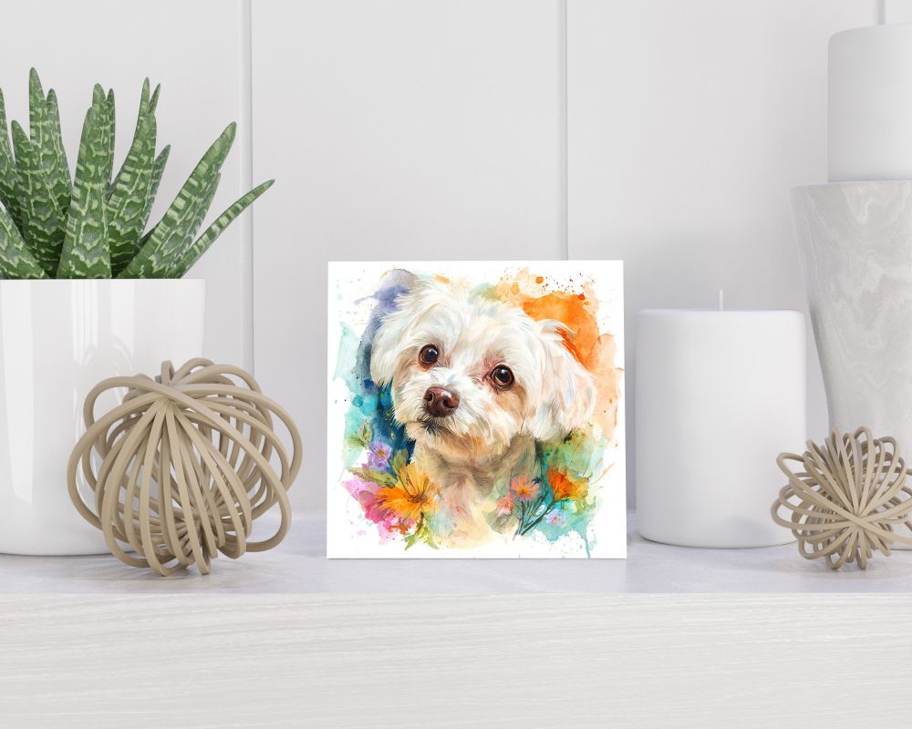 Tegel 15X15 Cm Met Maltese Dog Cadeau Decoratie | Tegeltjes Met Tekst | Tegeltjes Met Spreuken | Collega | Oma | Opa | Pensioen | Mama | Papa | Vriend Tegel 15x15 cm Maltese Dog
