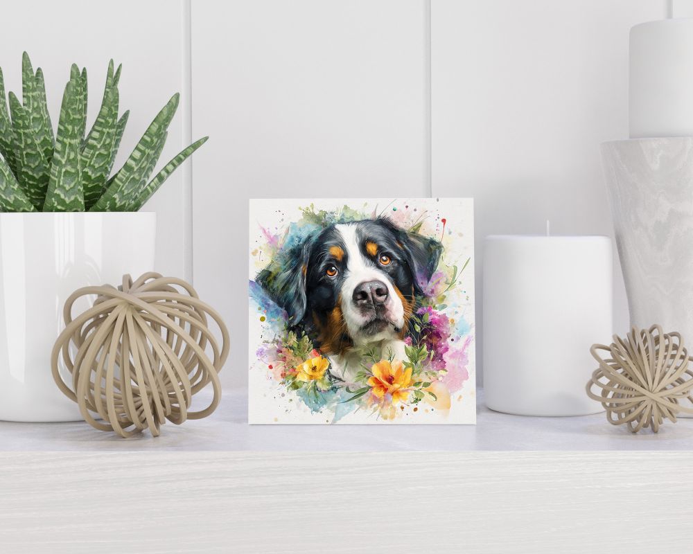 Tegel 15X15 Cm Met Berner Sennenhond Cadeau Decoratie | Tegeltjes Met Tekst | Tegeltjes Met Spreuken | Collega | Oma | Opa | Pensioen | Mama | Papa | Vriend Tegel 15x15 cm Berner Sennenhond