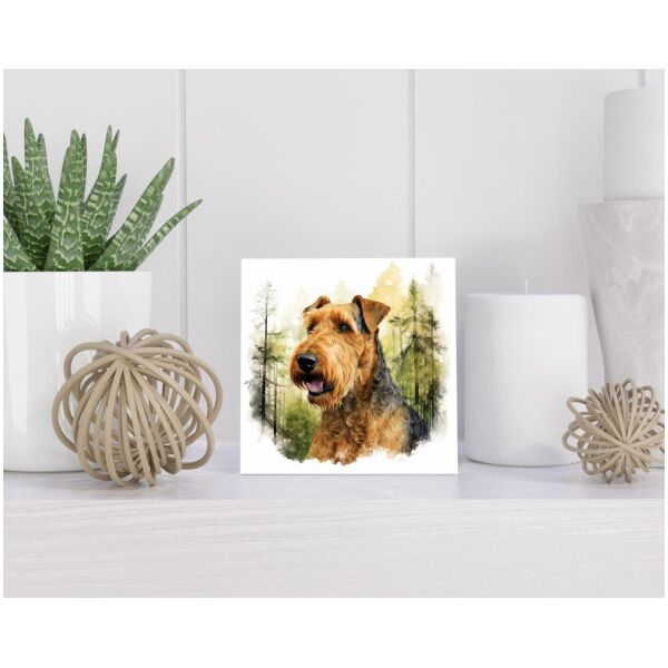 Tegel 15X15 Cm Met Airedale Terriër Cadeau Decoratie | Tegeltjes Met Tekst | Tegeltjes Met Spreuken | Collega | Oma | Opa | Pensioen | Mama | Papa | Vriend Tegel 15x15 cm Airedale Terriër