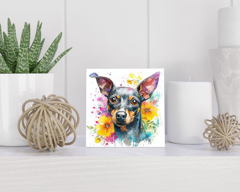 Tegel 15X15 Cm Met Dwergpinscher Cadeau Decoratie | Tegeltjes Met Tekst | Tegeltjes Met Spreuken | Collega | Oma | Opa | Pensioen | Mama | Papa | Vriend Tegel 15x15 cm Dwergpinscher
