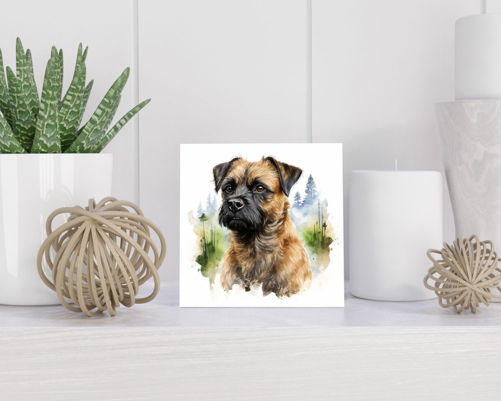 Tegel 15X15 Cm Met Border Terriër Cadeau Decoratie | Tegeltjes Met Tekst | Tegeltjes Met Spreuken | Collega | Oma | Opa | Pensioen | Mama | Papa | Vriend Tegel 15x15 cm Border Terriër