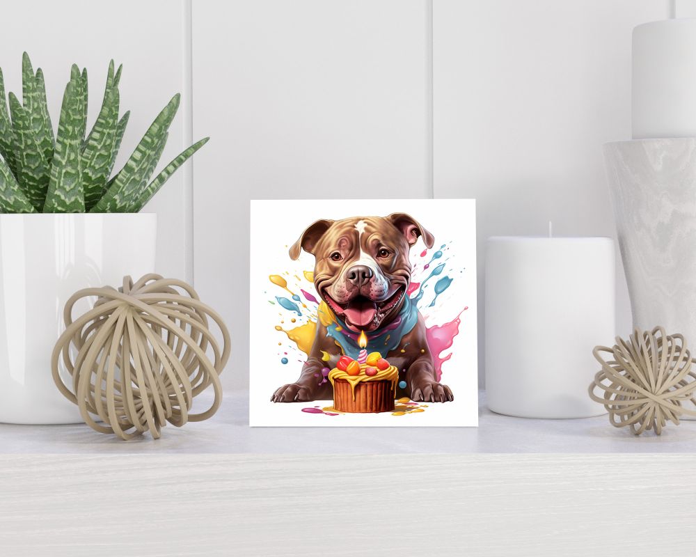 Tegel 15X15 Cm Met American Pitbull Terriër Cadeau Decoratie | Tegeltjes Met Tekst | Tegeltjes Met Spreuken | Collega | Oma | Opa | Pensioen | Mama | Papa | Vriend Tegel 15x15 cm American Pitbull Terriër