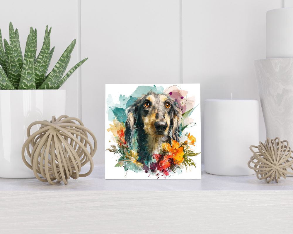 Tegel 15X15 Cm Met Afghaanse Windhond Cadeau Decoratie | Tegeltjes Met Tekst | Tegeltjes Met Spreuken | Collega | Oma | Opa | Pensioen | Mama | Papa | Vriend Tegel 15x15 cm Afghaanse Windhond