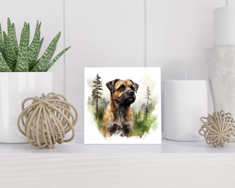 Tegel 15X15 Cm Met Border Terriër Cadeau Decoratie | Tegeltjes Met Tekst | Tegeltjes Met Spreuken | Collega | Oma | Opa | Pensioen | Mama | Papa | Vriend Tegel 15x15 cm Border Terriër