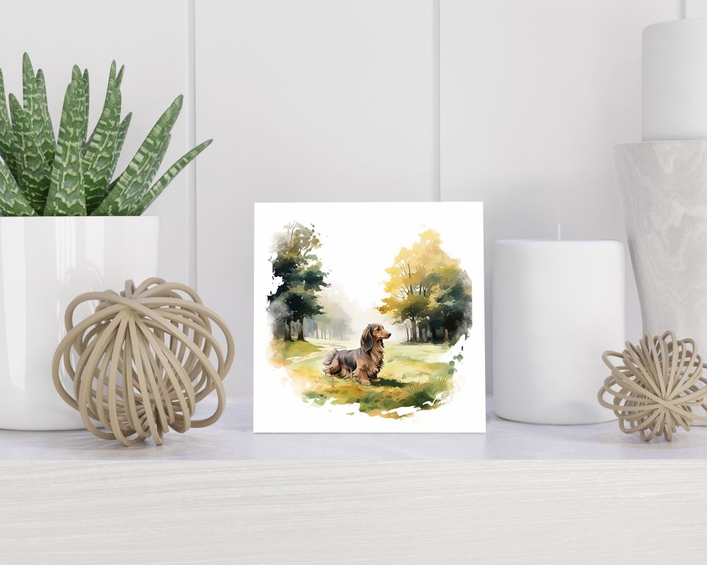 Tegel 15X15 Cm Met Teckel Langhaar Cadeau Decoratie | Tegeltjes Met Tekst | Tegeltjes Met Spreuken | Collega | Oma | Opa | Pensioen | Mama | Papa | Vriend Tegel 15x15 cm Teckel Langhaar