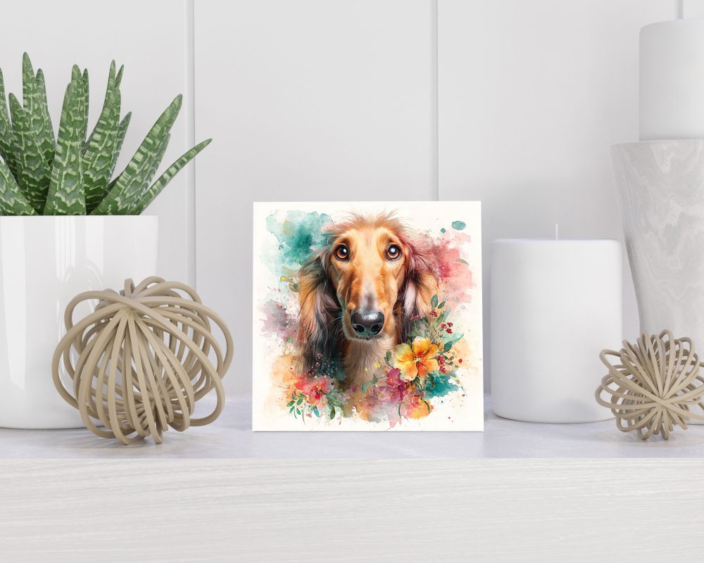 Tegel 15X15 Cm Met Afghaanse Windhond Cadeau Decoratie | Tegeltjes Met Tekst | Tegeltjes Met Spreuken | Collega | Oma | Opa | Pensioen | Mama | Papa | Vriend Tegel 15x15 cm Afghaanse Windhond