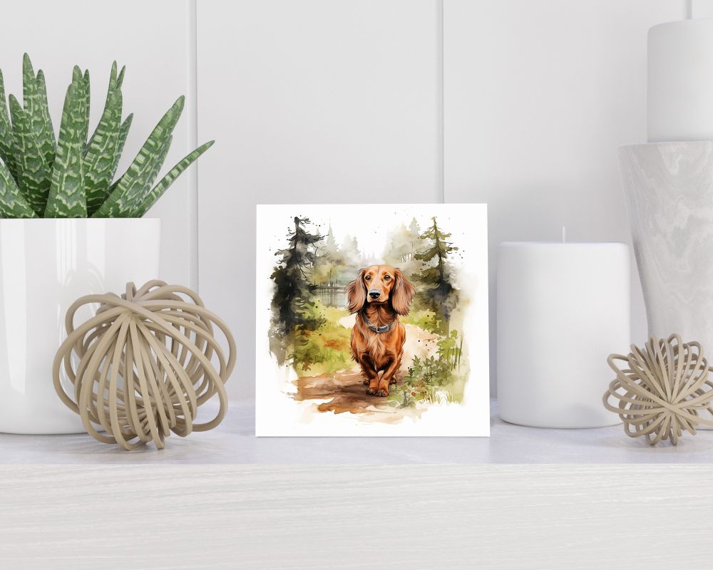 Tegel 15X15 Cm Met Teckel Langhaar Cadeau Decoratie | Tegeltjes Met Tekst | Tegeltjes Met Spreuken | Collega | Oma | Opa | Pensioen | Mama | Papa | Vriend Tegel 15x15 cm Teckel Langhaar