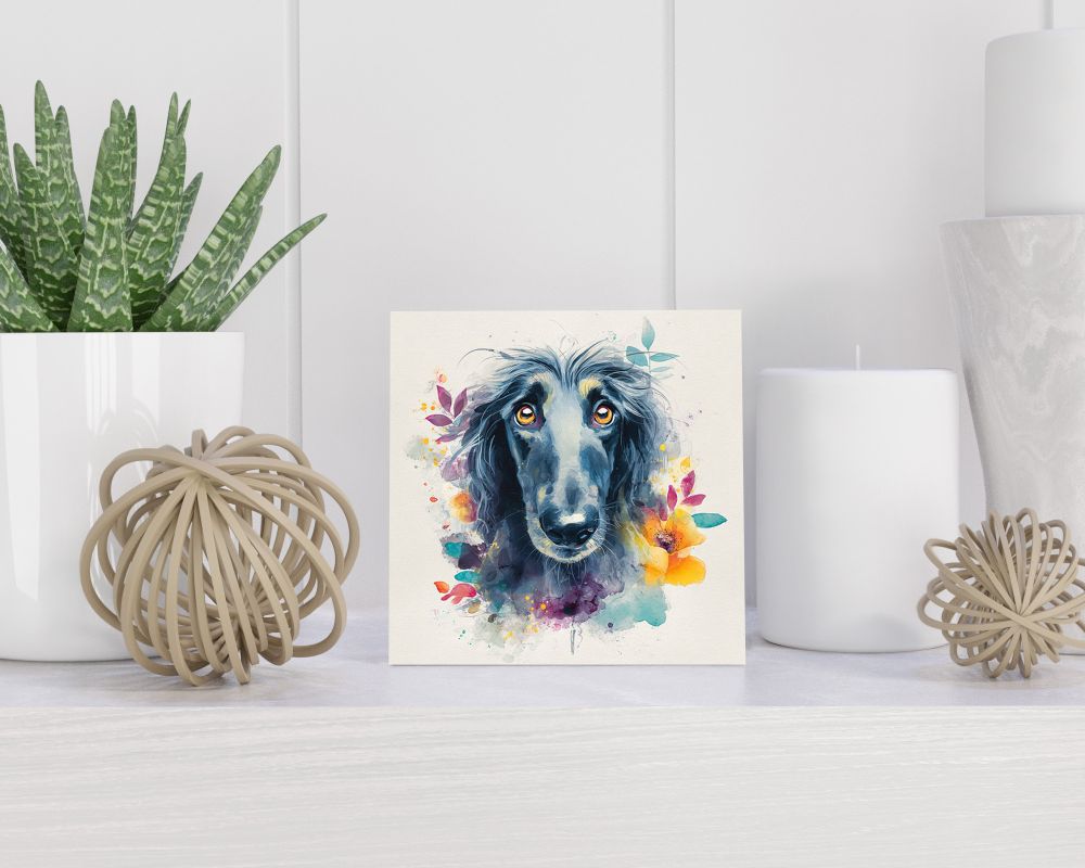 Tegel 15X15 Cm Met Afghaanse Windhond Cadeau Decoratie | Tegeltjes Met Tekst | Tegeltjes Met Spreuken | Collega | Oma | Opa | Pensioen | Mama | Papa | Vriend Tegel 15x15 cm Afghaanse Windhond