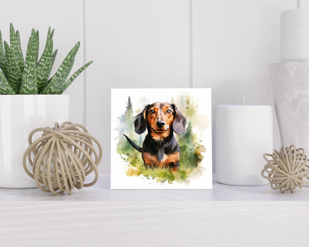 Tegel 15X15 Cm Met Teckel Kortharig Cadeau Decoratie | Tegeltjes Met Tekst | Tegeltjes Met Spreuken | Collega | Oma | Opa | Pensioen | Mama | Papa | Vriend Tegel 15x15 cm Teckel Kortharig
