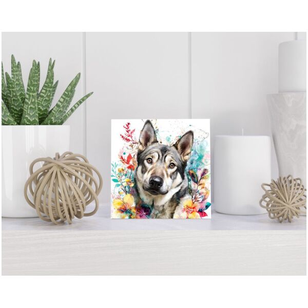 Tegel 15X15 Cm Met Noorse Elandhond Cadeau Decoratie | Tegeltjes Met Tekst | Tegeltjes Met Spreuken | Collega | Oma | Opa | Pensioen | Mama | Papa | Vriend Tegel 15x15 cm Noorse Elandhond