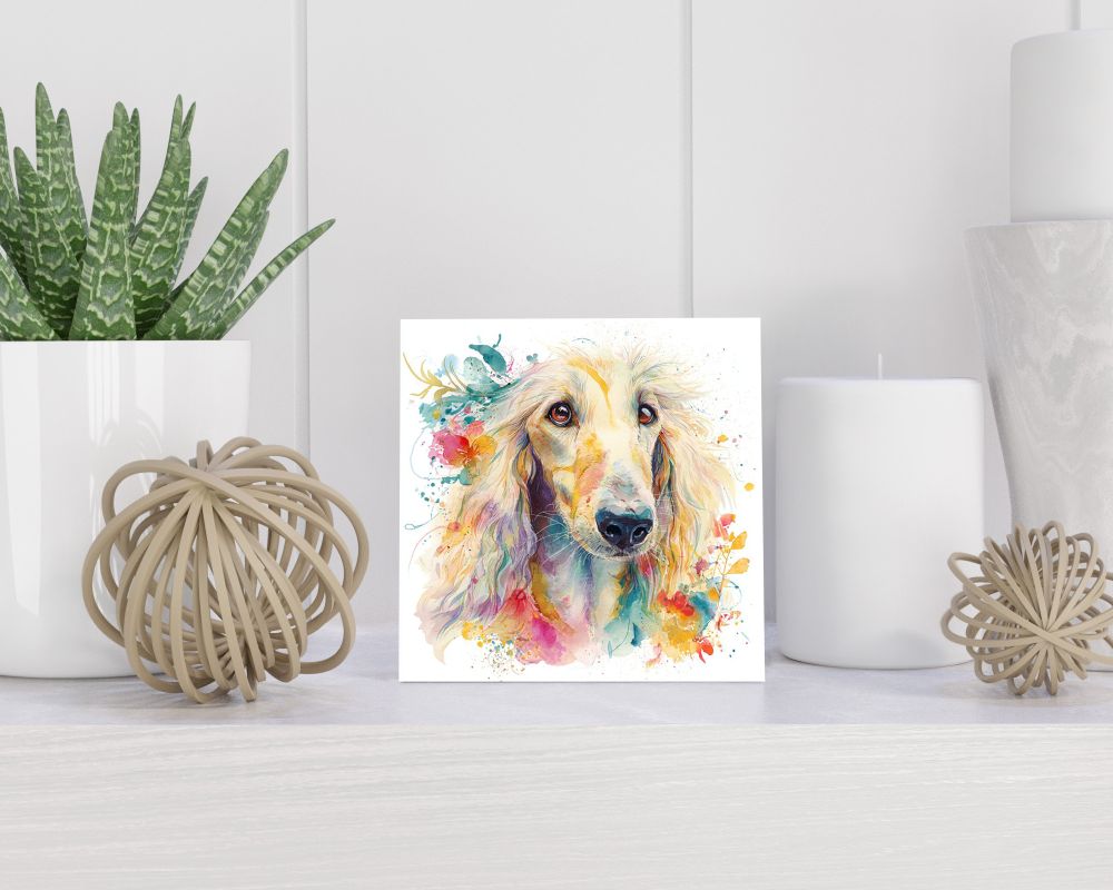 Tegel 15X15 Cm Met Afghaanse Windhond Cadeau Decoratie | Tegeltjes Met Tekst | Tegeltjes Met Spreuken | Collega | Oma | Opa | Pensioen | Mama | Papa | Vriend Tegel 15x15 cm Afghaanse Windhond