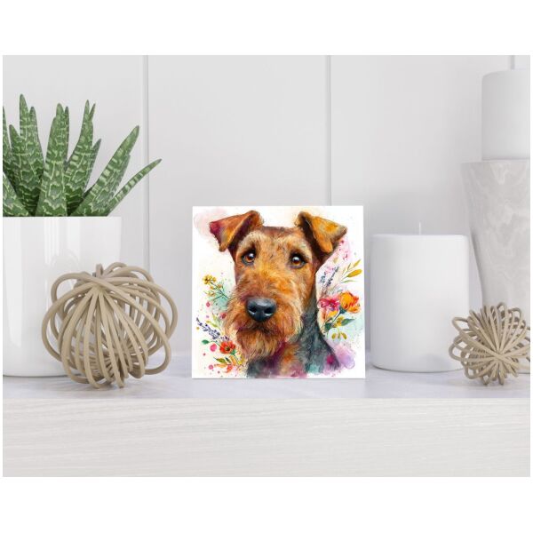 Tegel 15X15 Cm Met Airedale Terriër Cadeau Decoratie | Tegeltjes Met Tekst | Tegeltjes Met Spreuken | Collega | Oma | Opa | Pensioen | Mama | Papa | Vriend Tegel 15x15 cm Airedale Terriër