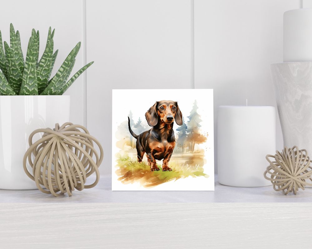 Tegel 15X15 Cm Met Teckel Kortharig Cadeau Decoratie | Tegeltjes Met Tekst | Tegeltjes Met Spreuken | Collega | Oma | Opa | Pensioen | Mama | Papa | Vriend Tegel 15x15 cm Teckel Kortharig
