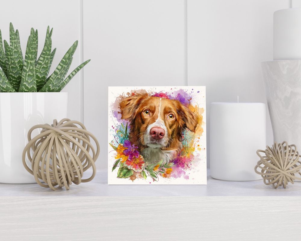 Tegel 15X15 Cm Met Nova Scotia Duck Tolling Retriever Cadeau Decoratie | Tegeltjes Met Tekst | Tegeltjes Met Spreuken | Collega | Oma | Opa | Pensioen | Mama | Papa | Vriend Tegel 15x15 cm Nova Scotia Duck Tolling Retriever