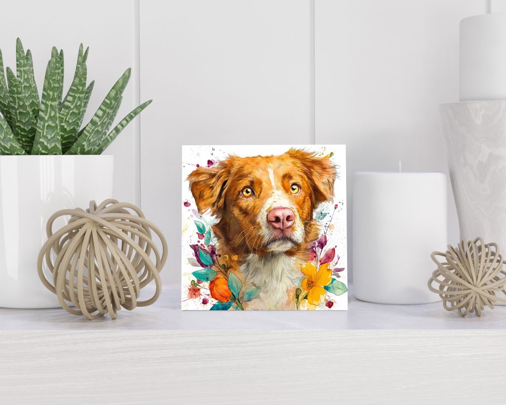 Tegel 15X15 Cm Met Nova Scotia Duck Tolling Retriever Cadeau Decoratie | Tegeltjes Met Tekst | Tegeltjes Met Spreuken | Collega | Oma | Opa | Pensioen | Mama | Papa | Vriend Tegel 15x15 cm Nova Scotia Duck Tolling Retriever