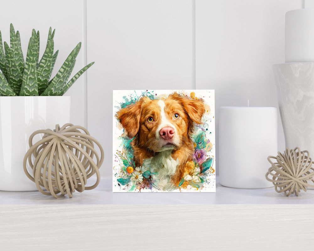 Tegel 15X15 Cm Met Nova Scotia Duck Tolling Retriever Cadeau Decoratie | Tegeltjes Met Tekst | Tegeltjes Met Spreuken | Collega | Oma | Opa | Pensioen | Mama | Papa | Vriend Tegel 15x15 cm Nova Scotia Duck Tolling Retriever