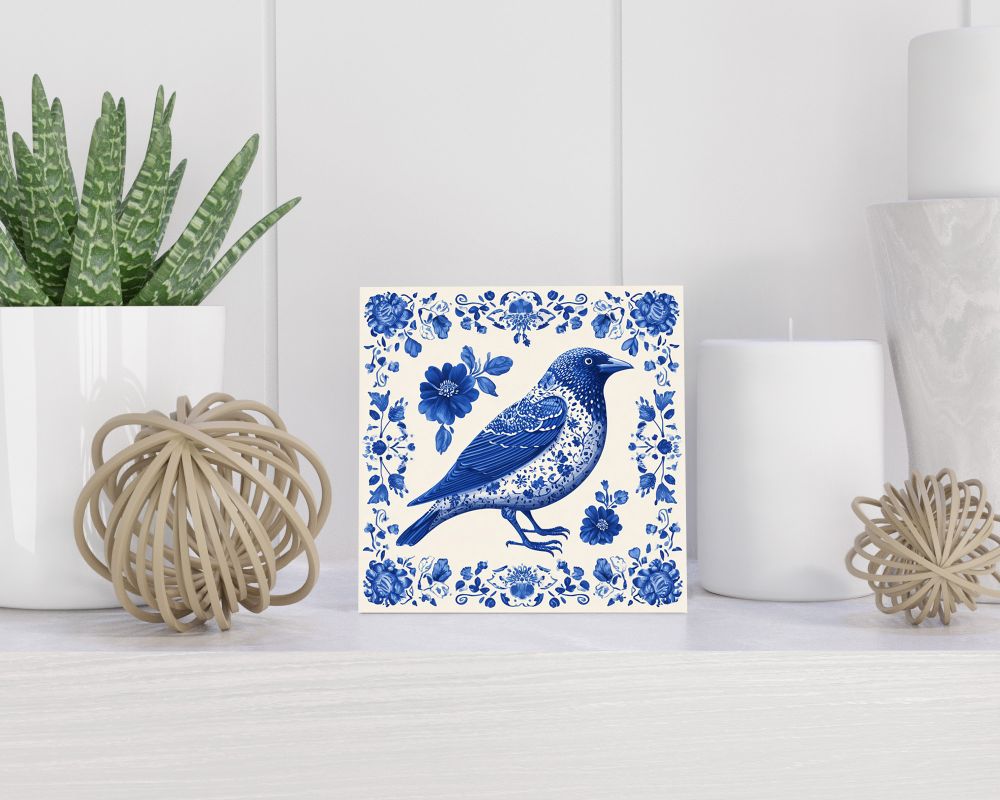 Tegel 15X15 Cm Met Delfts Blauw Cadeau Decoratie | Tegeltjes Met Tekst | Tegeltjes Met Spreuken | Collega | Oma | Opa | Pensioen | Mama | Papa | Vriend Tegel 15x15 cm Delfts blauw