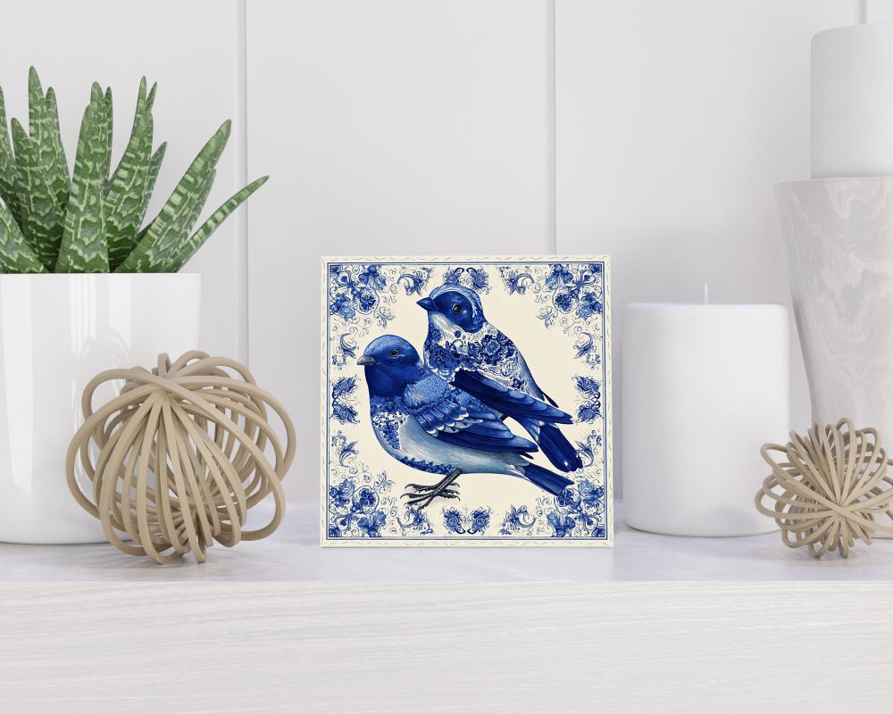 Tegel 15X15 Cm Met Delfts Blauw Cadeau Decoratie | Tegeltjes Met Tekst | Tegeltjes Met Spreuken | Collega | Oma | Opa | Pensioen | Mama | Papa | Vriend Tegel 15x15 cm Delfts blauw