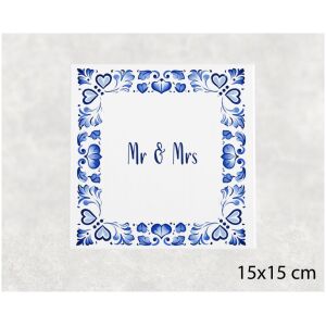 Spreuk tegel 15x15cm Mr & Mrs