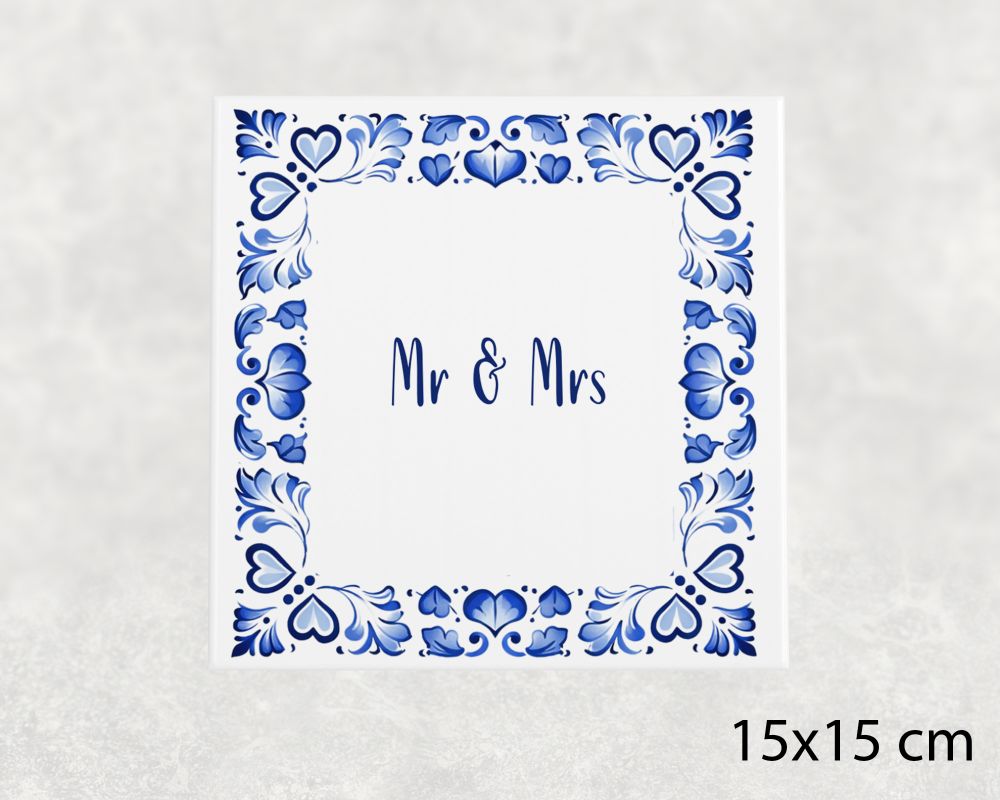 Spreuk Tegel 15X15 Cm Mr &Amp; Mrs Spreuk tegel 15x15cm Mr & Mrs
