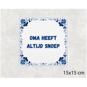 Spreuk tegel 15x15cm Oma heeft altijd snoep