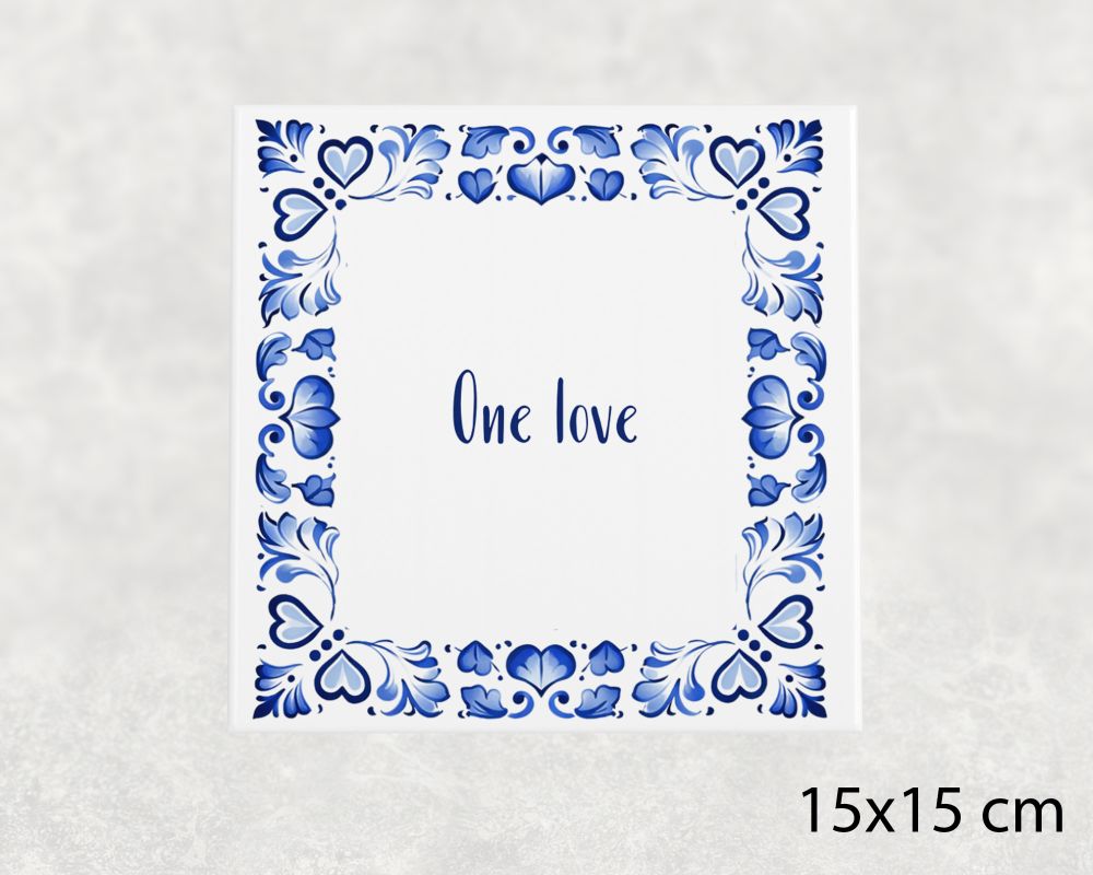 Spreuk Tegel 15X15 Cm One Love Spreuk tegel 15x15cm One love