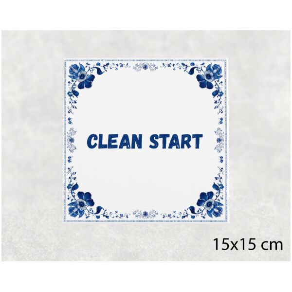 Spreuk Tegel 15X15 Cm Clean Start Spreuk tegel 15x15cm Clean start