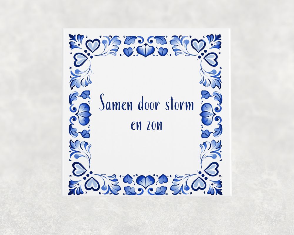 Spreuk Tegel 15X15 Cm Samen Door Storm En Zon () Spreuk tegel 15x15cm Samen door storm en zon ()